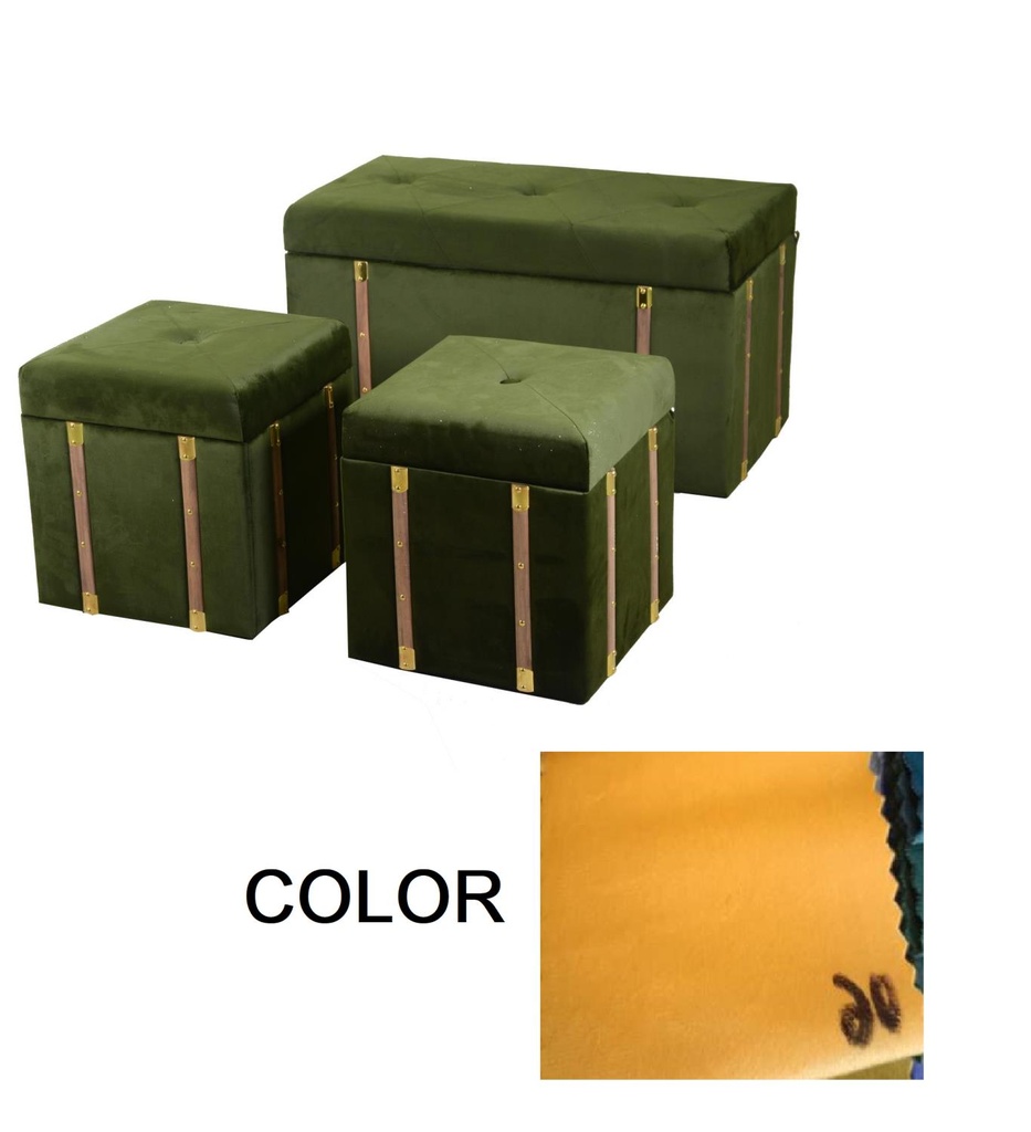Baule con Pouff in velluto giallo