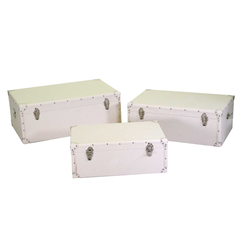 Cream eco-leather trunk 1-3 cm80x50h30,5