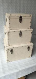 Cream eco-leather trunk 1-3 cm80x50h30,5