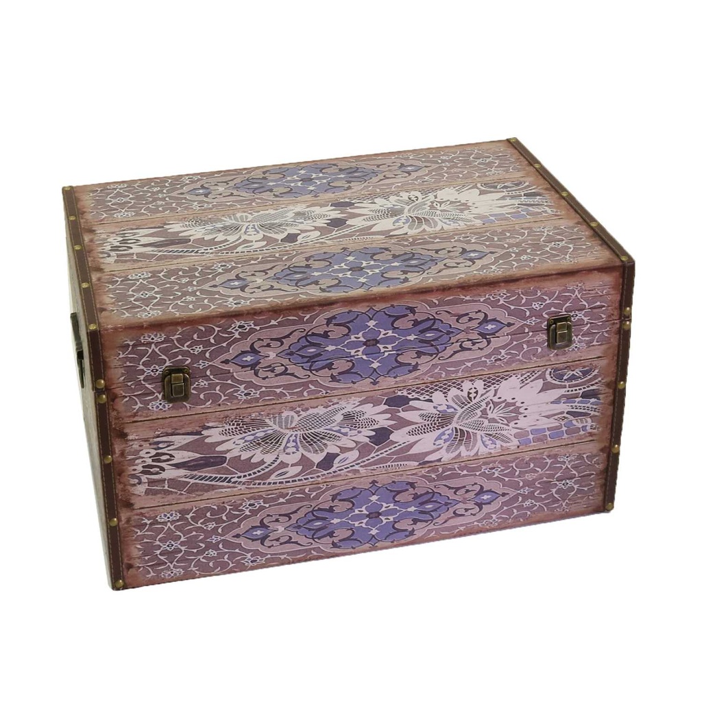 Rectangular gray flowers eco-leather trunk 1-3 cm59x36h33