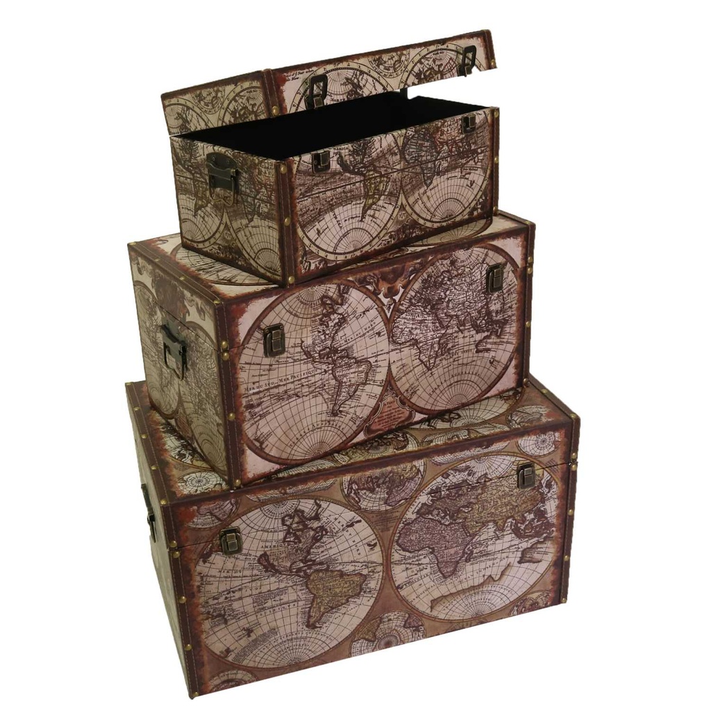 Eco-leather trunk 1-3 rectangular globe cm59x36h33