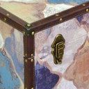 Rectangular Moroccan blue eco-leather trunk 1-4 cm80x40h50