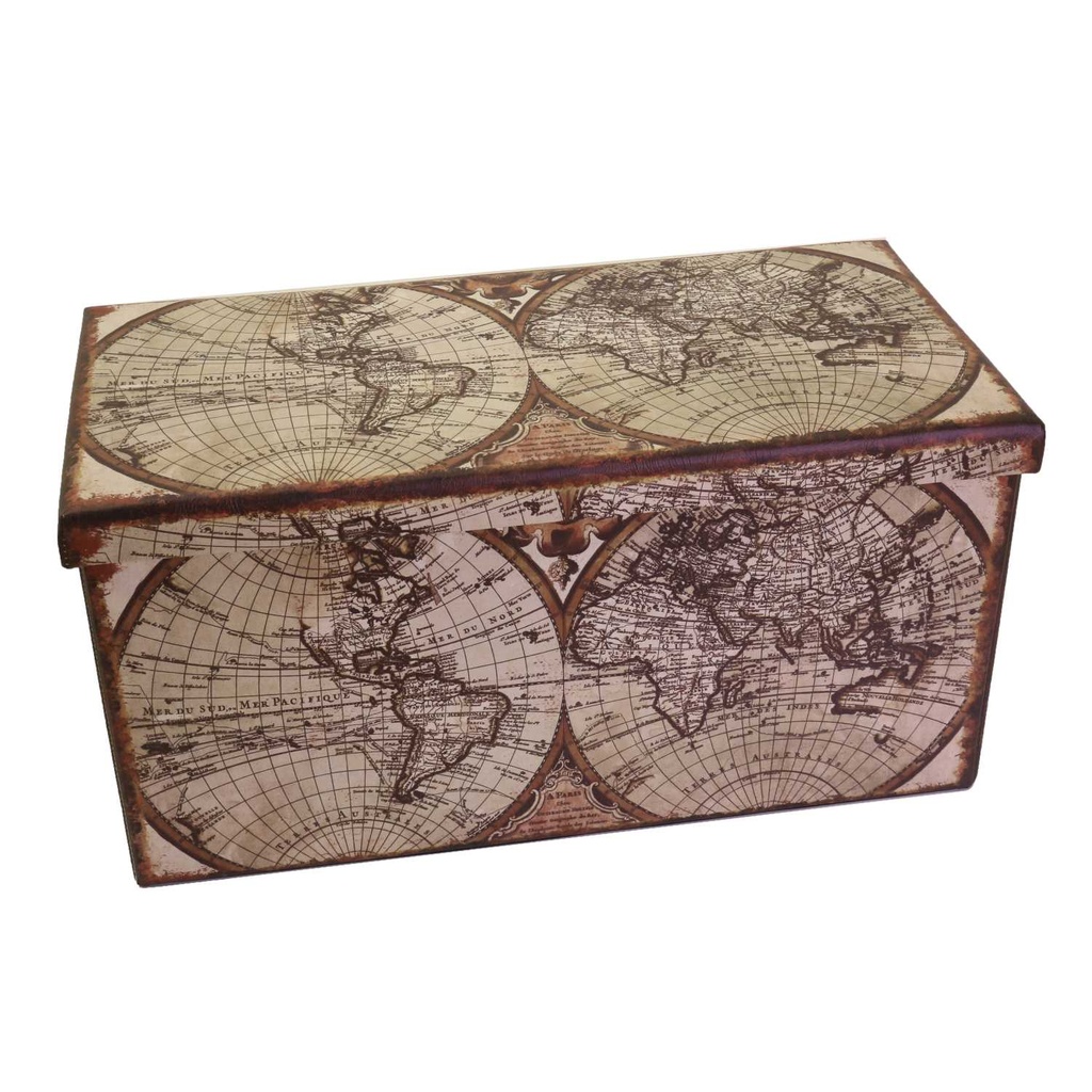 Rectangular world map folding trunk cm76x38h38