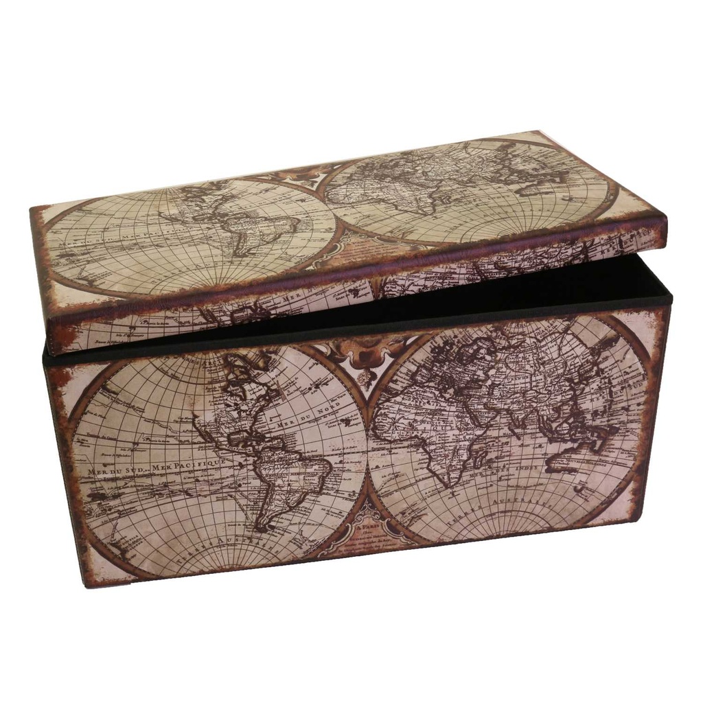 Rectangular world map folding trunk cm76x38h38
