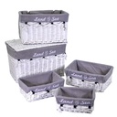 Baule in vimini con 3 cassetti bianco