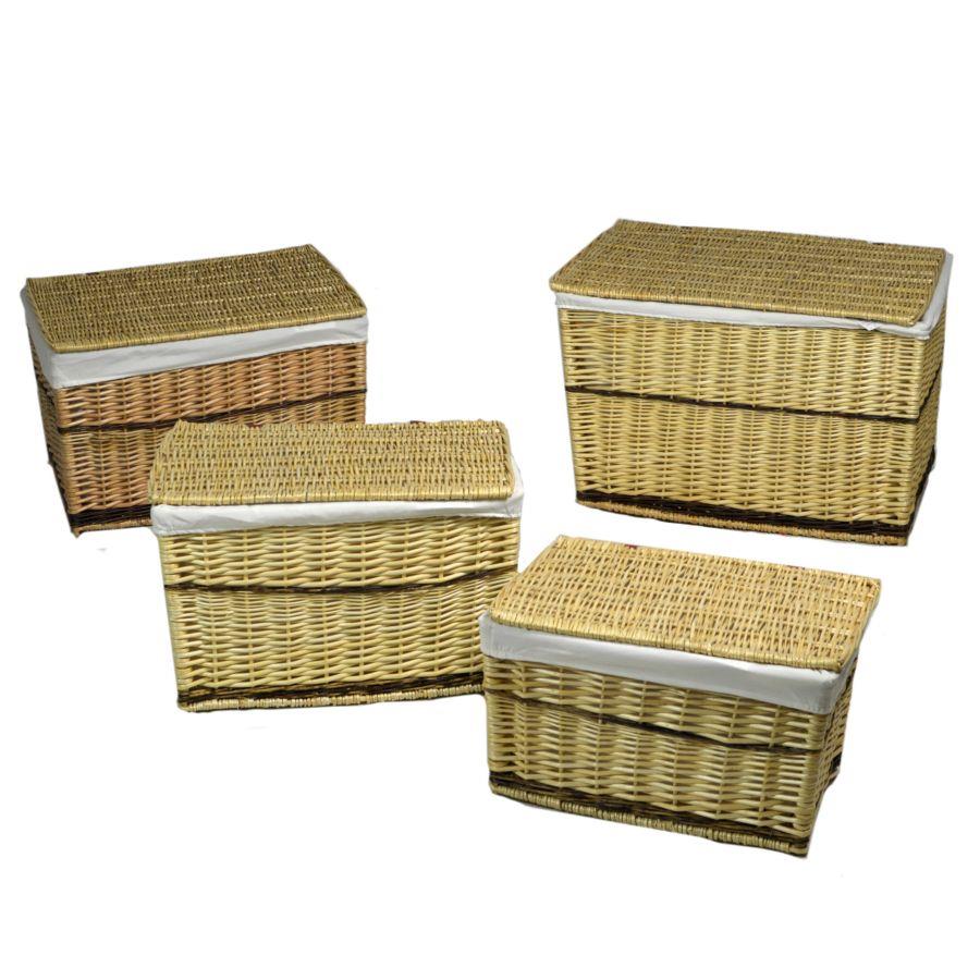 Baule in vimini foderato righe cm 54 x 75 x h 50 pz 1