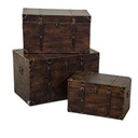 Rectangular brown wooden eco-leather trunk 1-3 cm68x38h40