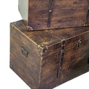 Rectangular brown wooden eco-leather trunk 1-3 cm68x38h40