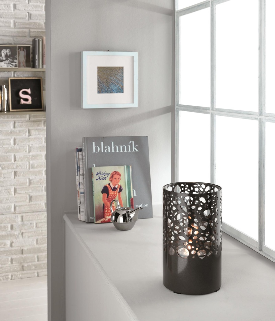 Biocamino da tavolo in metallo marrone 16,5x16,5x27h cm