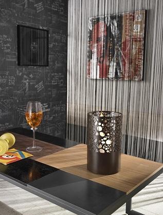 Biocamino da tavolo in metallo marrone 16,5x16,5x27h cm