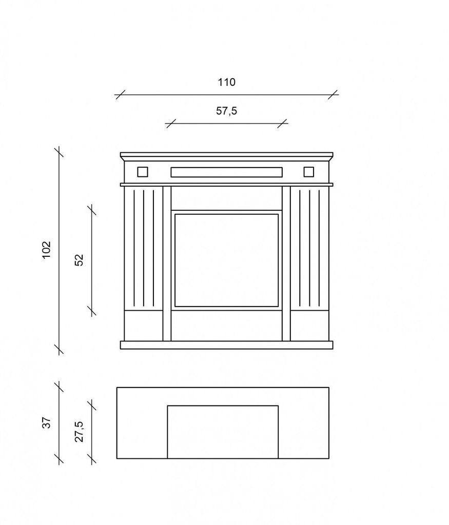Biocamino design  da terra bioetanolo bianco cm 102 x 37 x h 110