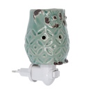 Bruciaessenze plug ceramica gufo verde cm7,7x10h13,4