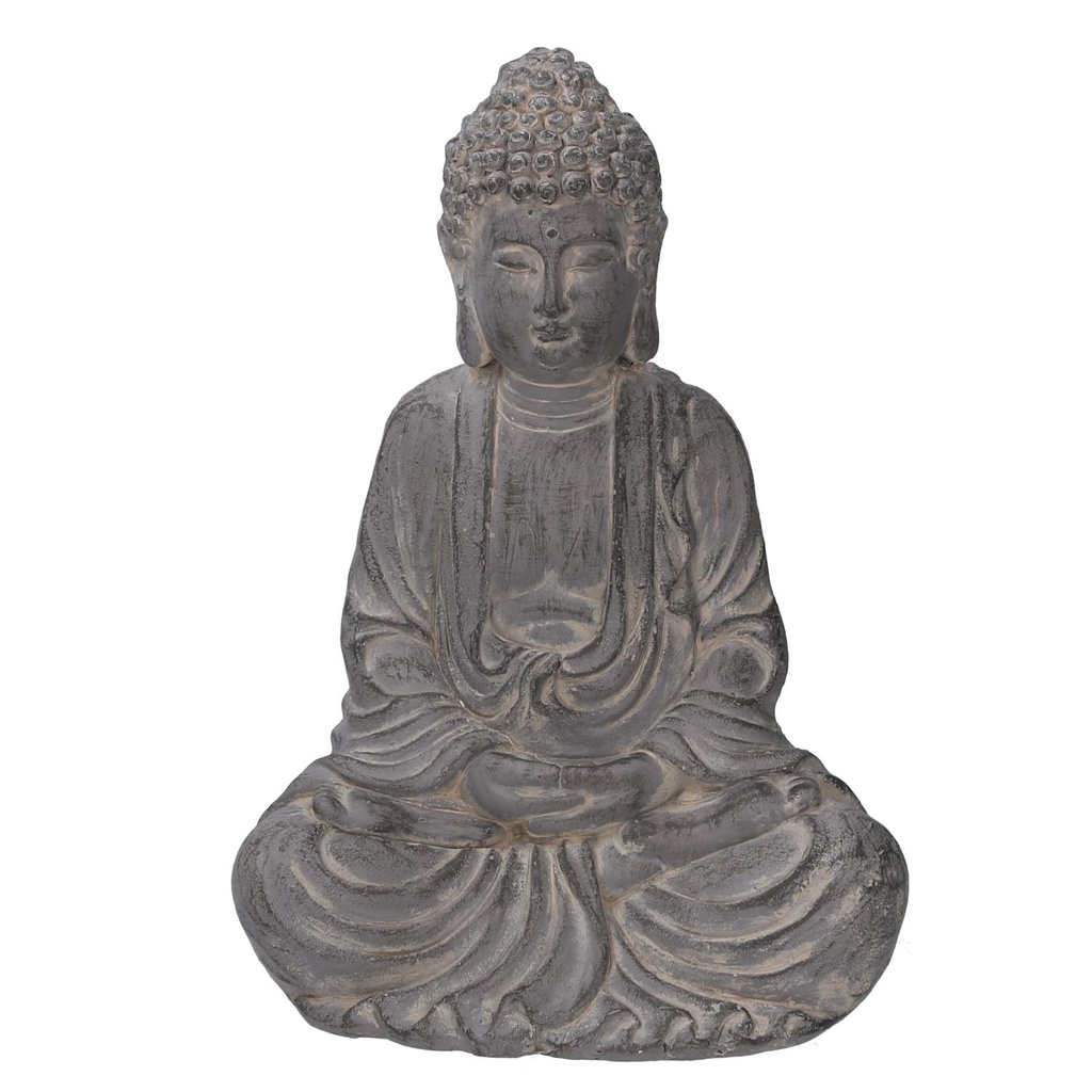Buddha resina grigio cm 27x20h39