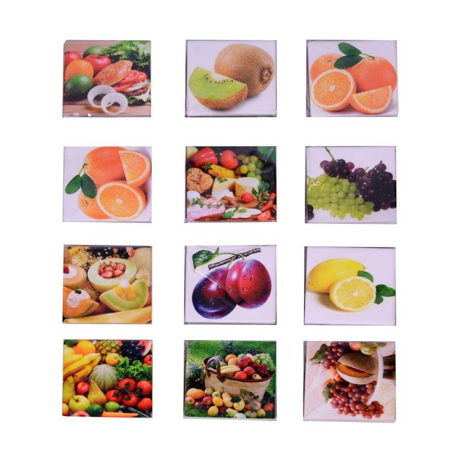 Ceramic magnet 12 pieces ass fruit with display cm7,5x7,5