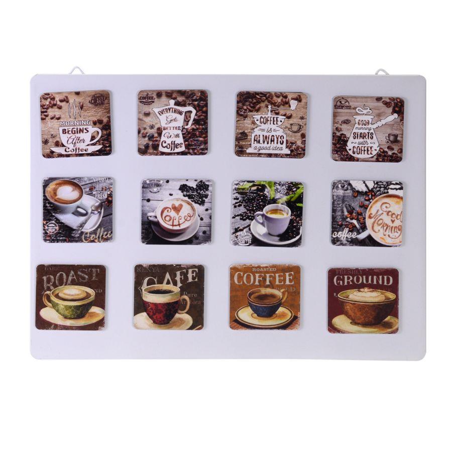 Metal magnet set 12 pieces ass coffee w-display cm6x6