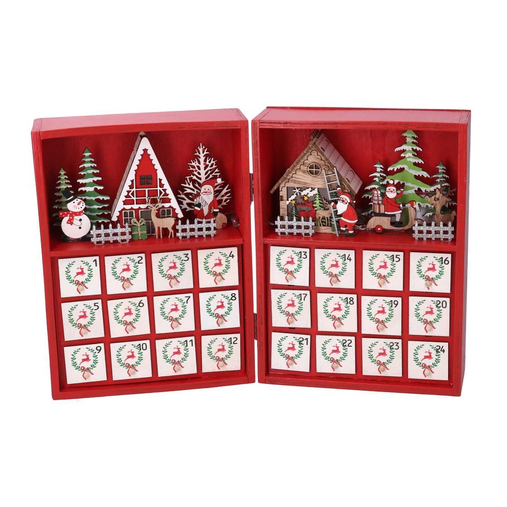 Calendario legno led rosso cm36x6h24