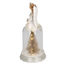 Campana vetro resina bianco angelo con pino cmø12h24