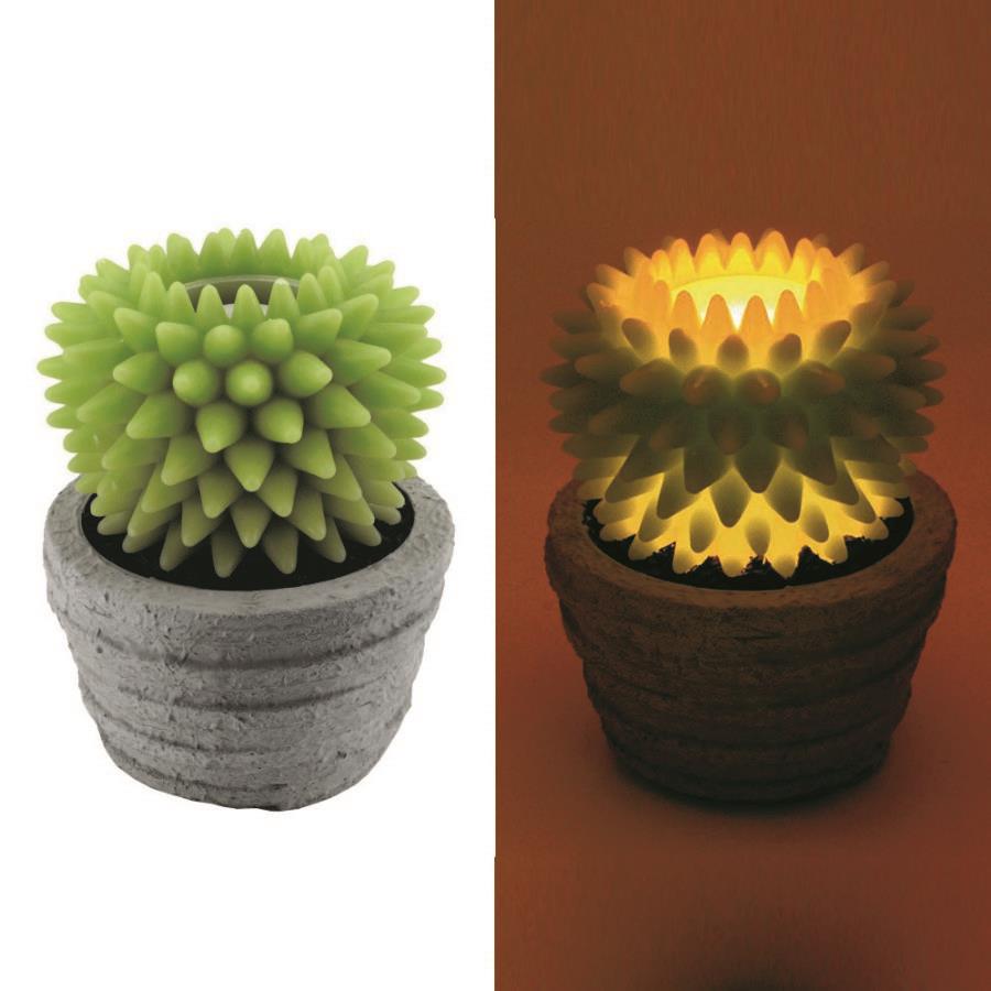 Candela Led Cactus con vaso cm 23 x 28 h