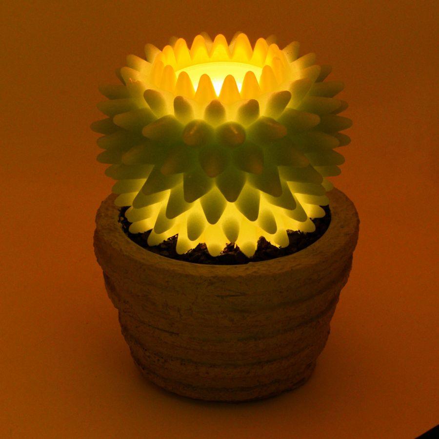 Candela Led Cactus con vaso cm 23 x 28 h