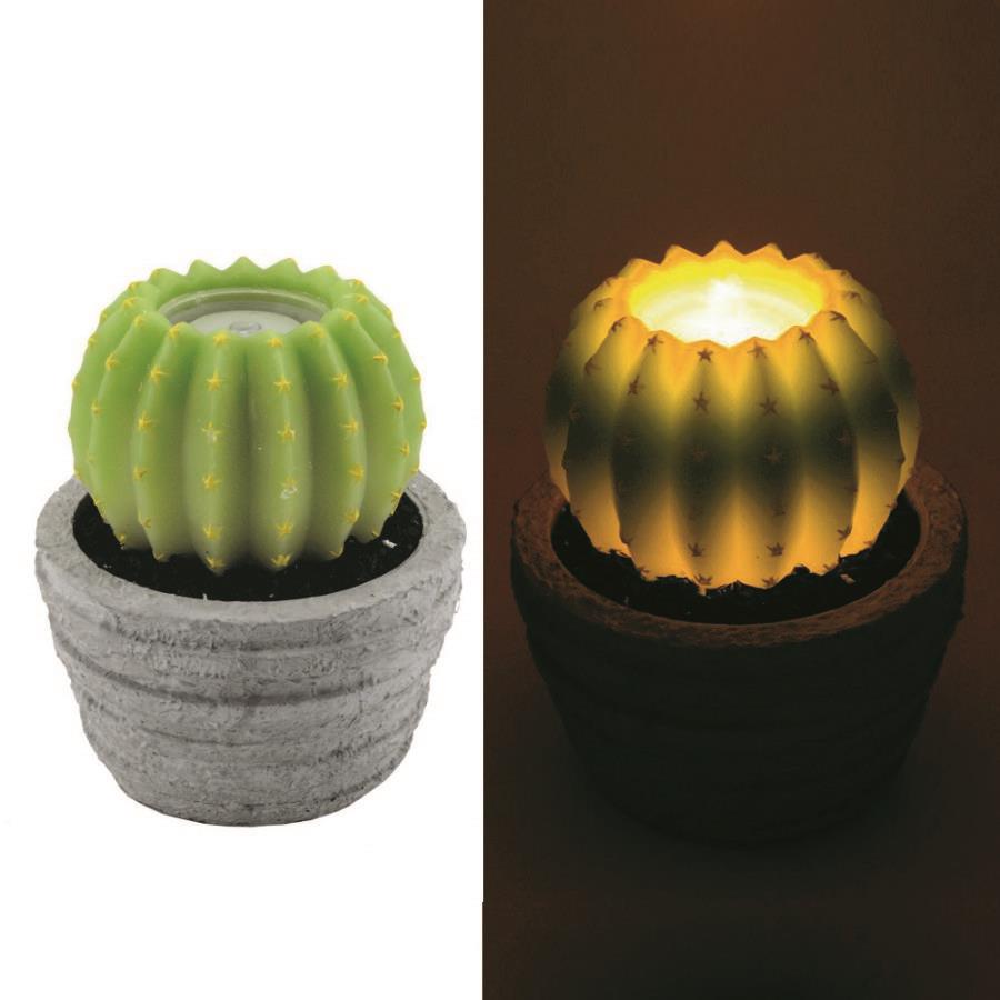 Candela Led Cactus con vaso fontana cm 23 x 28 h