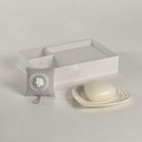 Candela c/piattino cuore marte licheni&amp;muschio cm26x17h4,5 - 15ore