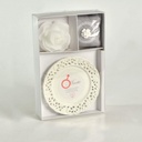 Candela c/piattino rosa marte licheni&amp;muschio cm26x17h4,5 - 8 ore