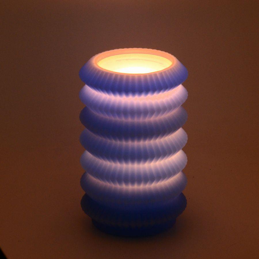 Led candle lantern blue fountain cmø13,5h20