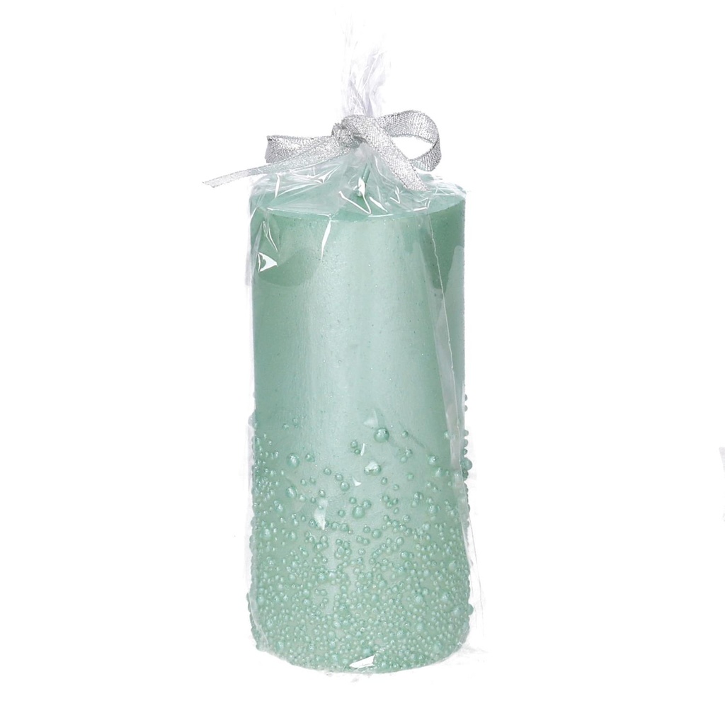 Candela paraffina con bolle turchese cmø7h15