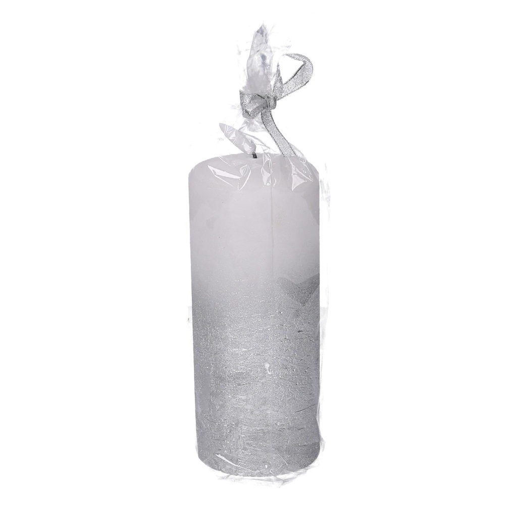 Candela paraffina led argento cm ø8h18