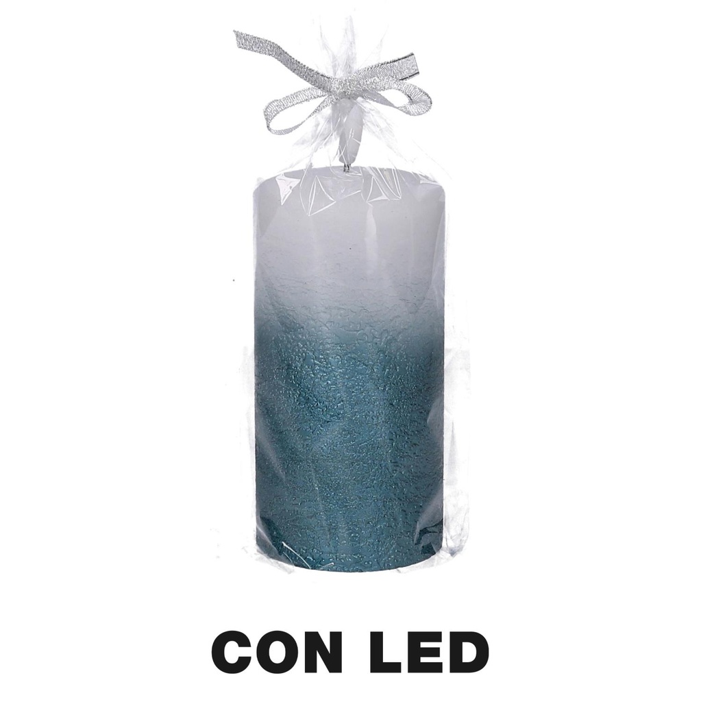 Candela paraffina led azzurro cm ø7,5h15