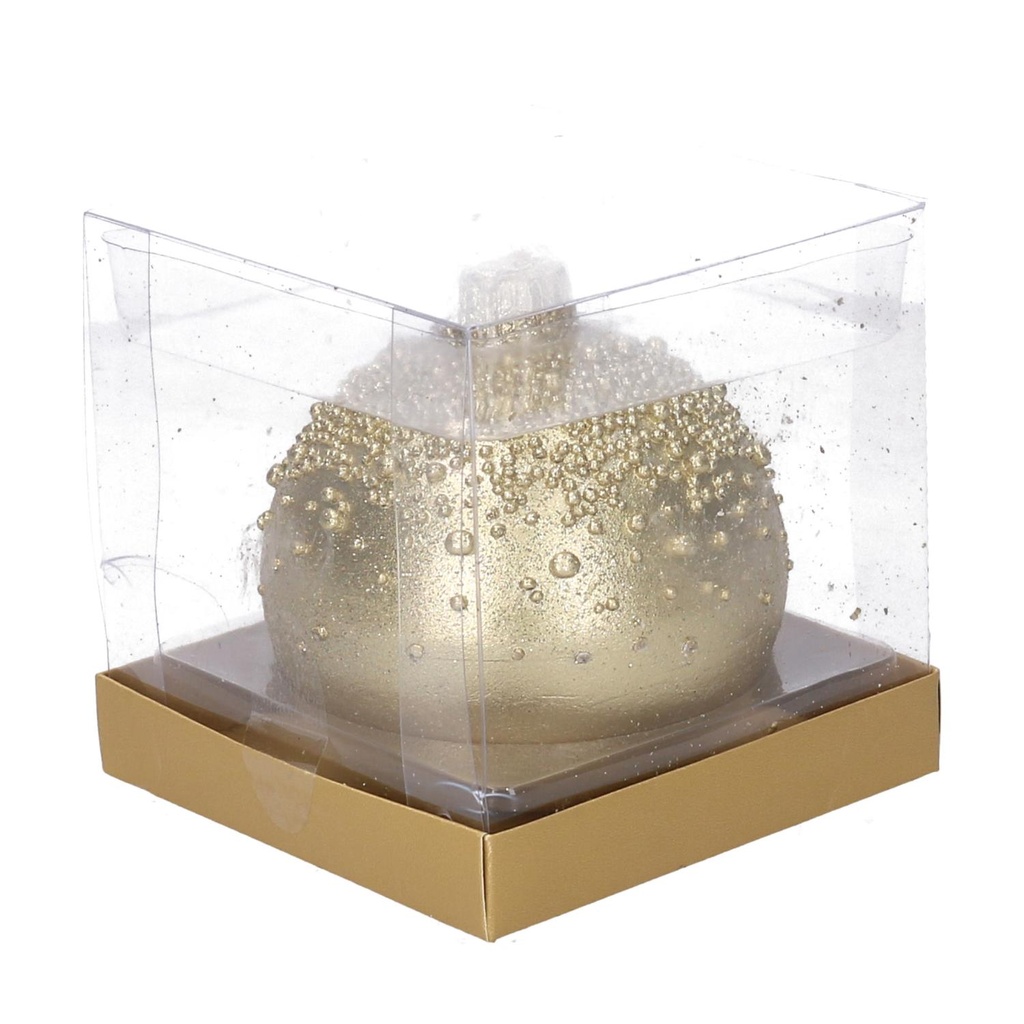 Candela paraffina sfera con bolle oro cm ø9h9