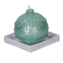 Candela paraffina sfera con bolle turchese cm ø9h9