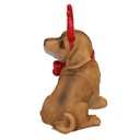 Cane resina con corna e fiocco cm17x10h17