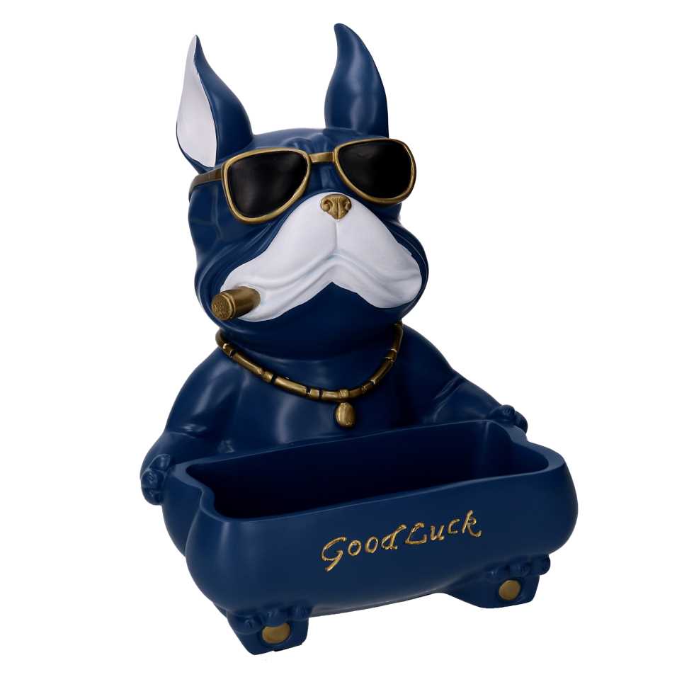 Cane resina svuotatasche blu cm 22x22h30