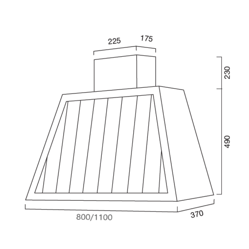 Cappa aspirante GARAGE WOOD DOGATO in acciaio inox silver cm 110