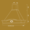 Cappa aspirante LUCREZIA in acciaio inox bianca e cornice in legno colore cenere cm 60