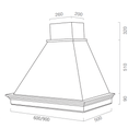 Cappa aspirante MARY in acciaio inox bianca e cornice in legno colore tabacco cm 90