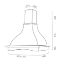 Cappa aspirante PROVENZA in acciaio inox bianca e cornice in legno colore tabacco cm 90