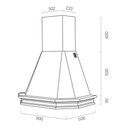 Cappa aspirante RUSTICA 5 LATI in acciaio inox bianco e cornice in legno colore tabacco cm 90