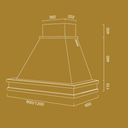 Cappa aspirante SYENE in acciaio inox bianco e cornice in legno colore noce evita cm 120