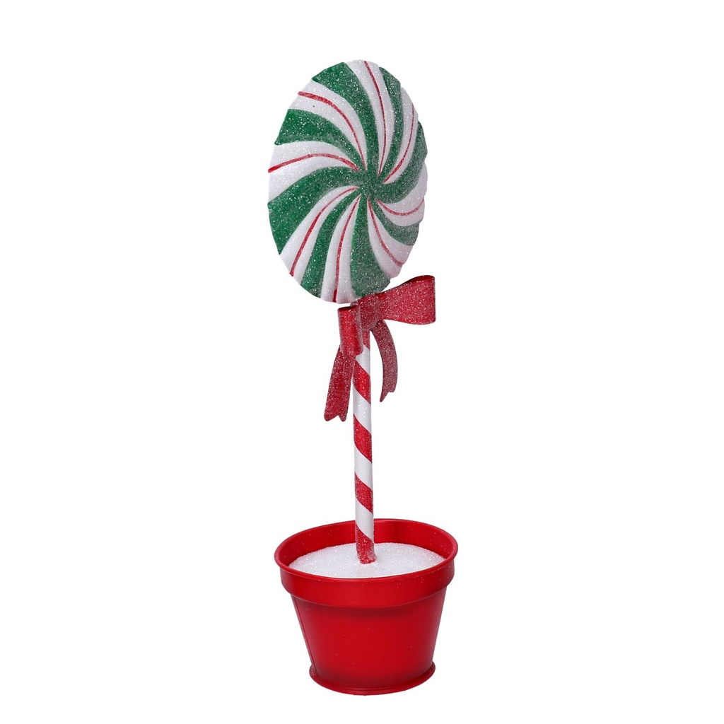 Caramella metallo lecca-lecca con vaso verde cm11,5x9h30,5