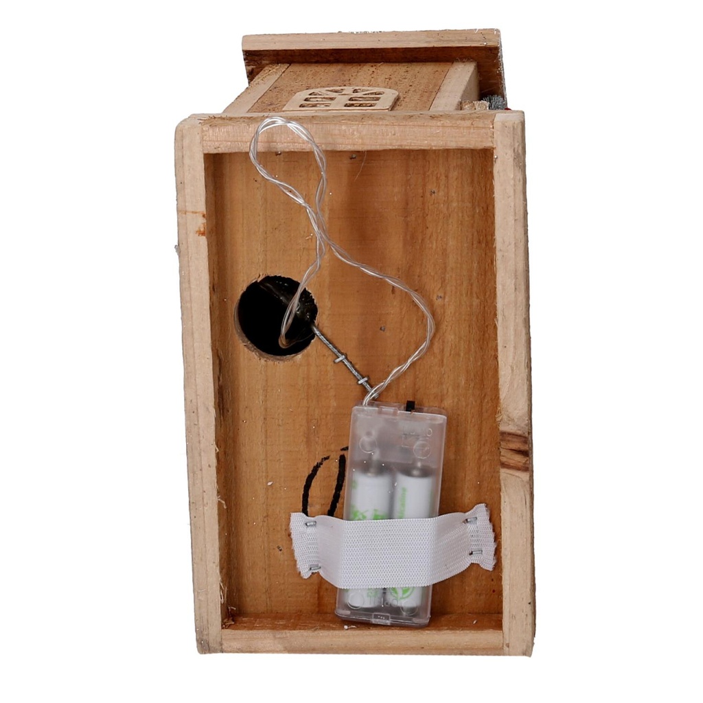 Casetta legno con led naturale cm19x12h30,7