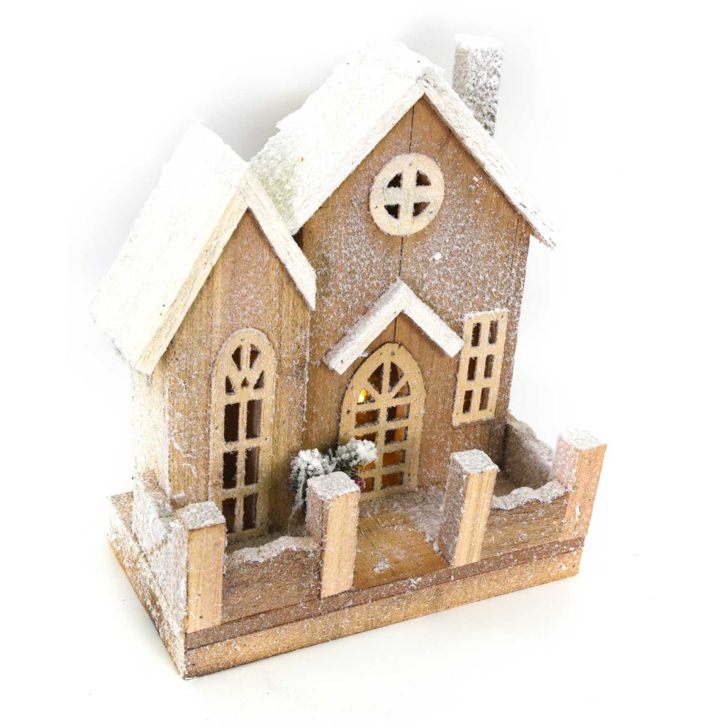 Casetta legno con led naturale cm26x14h30