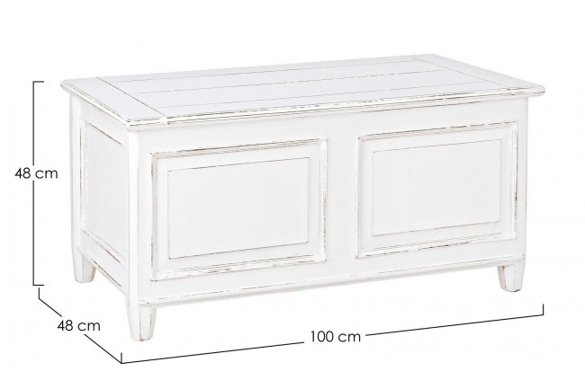 Cassapanca rustica Colette in legno nobilitato bianco