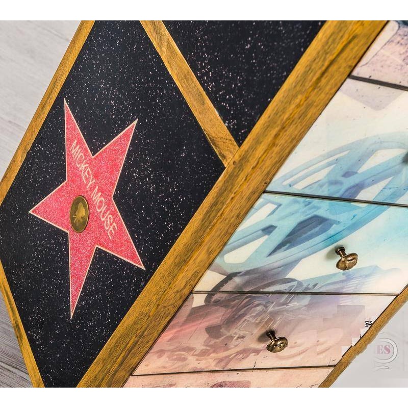 Cassettiera 6 cassetti decorati multicolor in legno di mango  42x45xh.110 cm