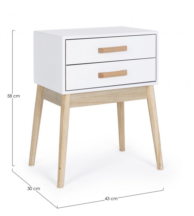 Cassettiera ORDINARY bianca 2 cassetti 58h cm