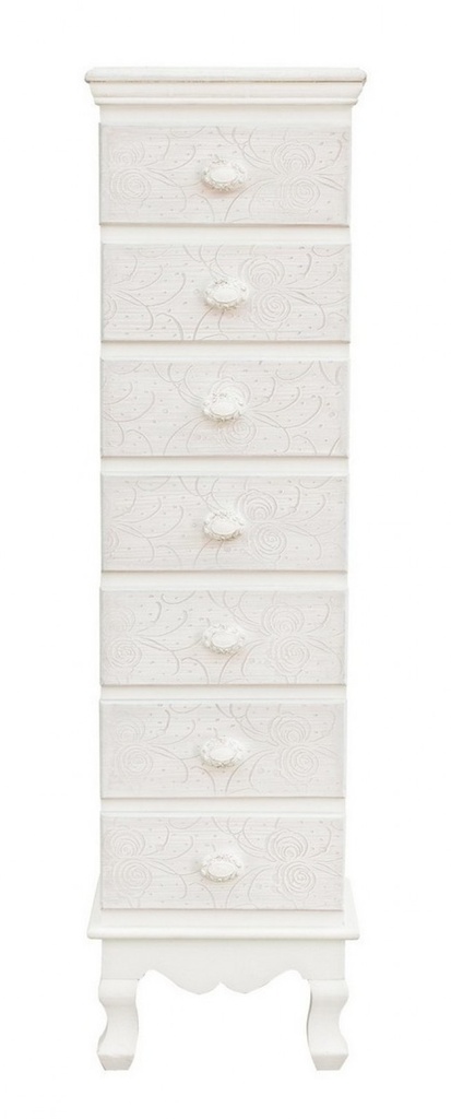 Cassettiera da camera in MDF sette cassetti Bianca CLORINE 29x23x h112,5 cm
