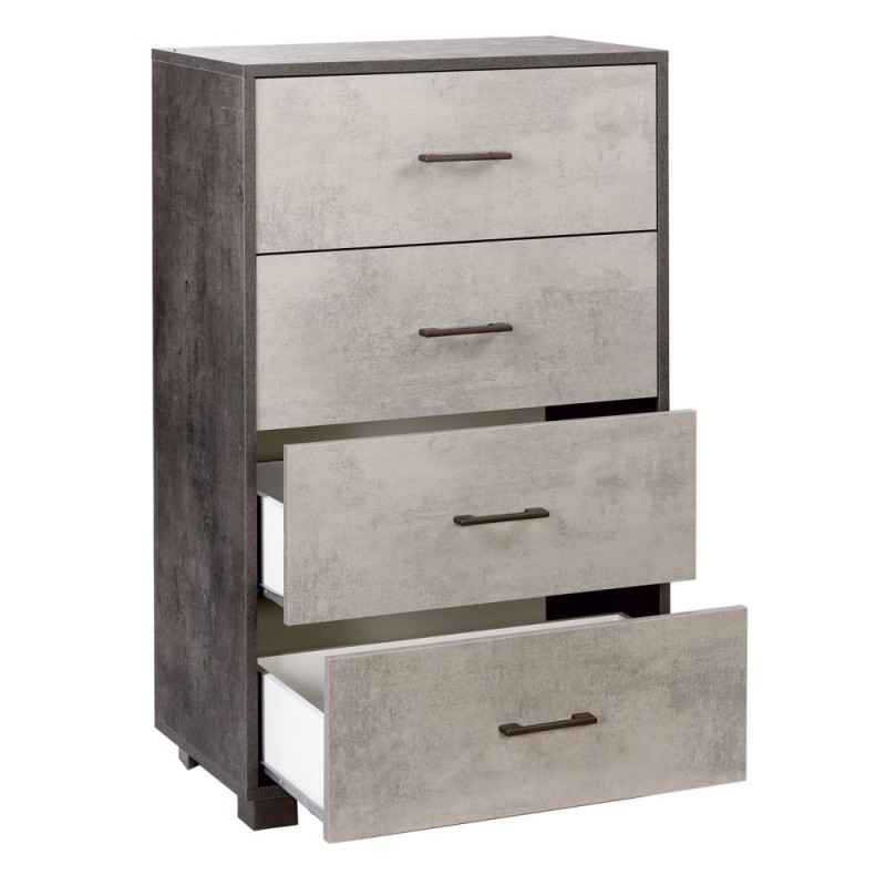 Bedroom chest of drawers with four drawers Black White 70x41x h112 cm