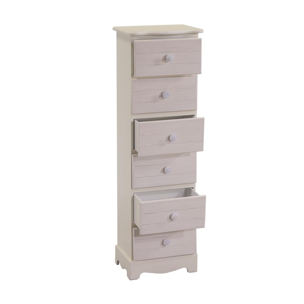 Cassettiera in legno Norimberga 6 cassetti crema cm29x23xh95