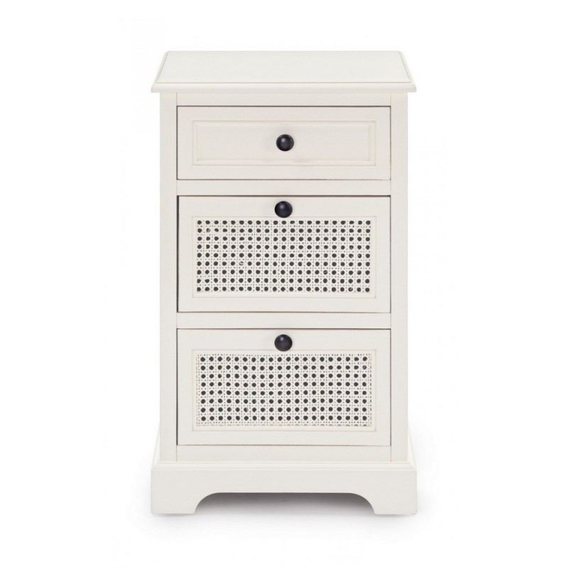 Cassettiera in legno tre cassetti Bianca AMABEL 40x32x h70 cm
